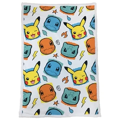 Image of Nemesis Now Pokémon Starter Throw 100 * 150cm, Blanket, Throw, Luxuriously Soft, Official Merchandise, White