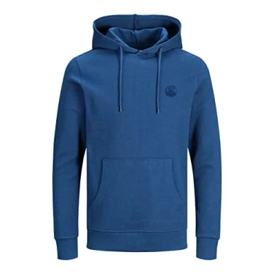 Image of JACK &amp; JONES Herren JJEBASIC Logo Sweat Hood, Bright Cobalt/Navy Blazer, XXXL
