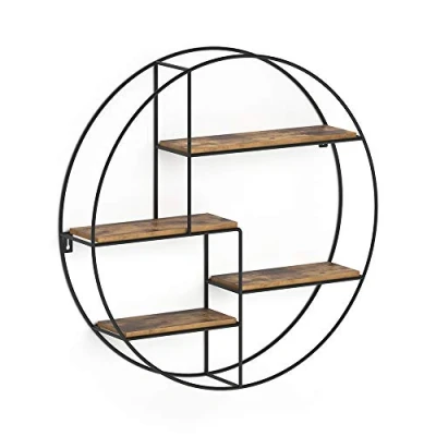 Image of Vicco Wall shelf Fyrk, Rustic oak/Black, 55 x cm Round