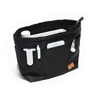 Image of IN Multi Pocket Travel Handbag Organizer Insert Large for Tote Bag Purse Liner with Handles (Large, Black)