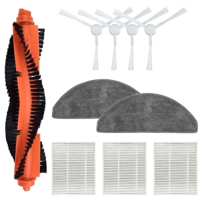 Image of Moupaa 10 Pack Accessories Kit For Xiaomi E10 E12 B112 Robot Vacuum Replacement Spare Parts, 1 Main Brush, 4 Side Brushes, 3 Filters, 2 Mop Clothes
