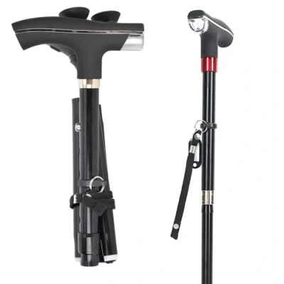 Image of Glamified, Folding Cane with Led Light, Adjustable Canes and Walking Sticks for Arthritis Disabled Elderly (Black)