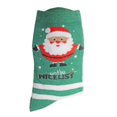 Image of Widdle Gifts Ladies Novelty Christmas Socks Size 4 8 Santa/Nice List 7696