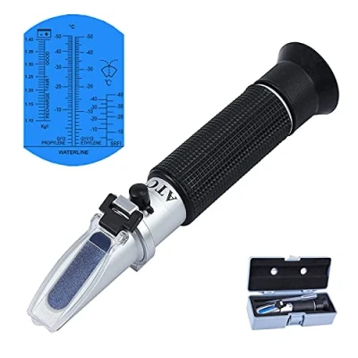 Image of Antifreeze Refractometer, Hand Coolant Tester for Ethylene Glycol, Propylene Freezing Point of Windscreen Water AdBlue Battery Acid, Urea Concentration