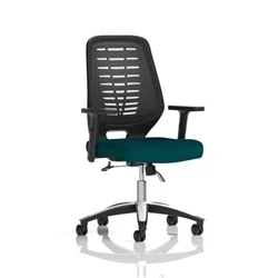 Image of Relay Operator Chair Black Back Maringa Teal Height Adjustable Arms