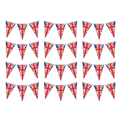 Image of Union Jack Triangular Bunting 25 Pennant Flags 7m Henbrandt (Pack of 2)