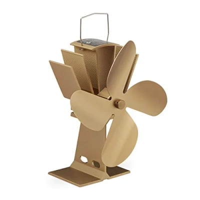 Image of Relaxdays Stove, without Electricity, Low Noise for Fireplace &amp; More, Heat Driven Resistant, 4 Blades, Fan, Bronze, Aluminium, 26 x 19 12 cm