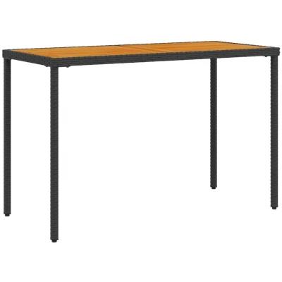 Image of vidaXL Garden Table with Acacia Wood Top Black 115x54x74 cm Poly Rattan