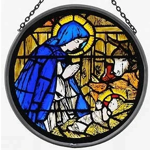 Image of Stained Glass Window Sun Catcher/Roundel in a Madonna and Child Design.