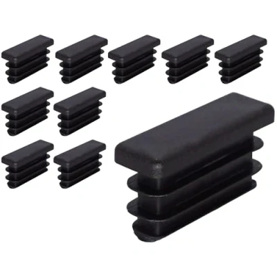 Image of SKIR&#039;CO (10 pcs) Rectangular Plastic Plugs 10 x 40 mm, Mat Tube End Caps, Rectangle Inserts, Fence Post Plugs, Black RAL 9005