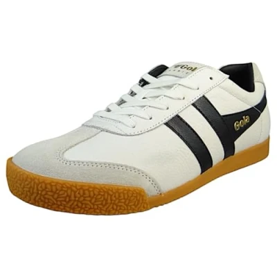 Image of Gola Harrier Mens Classic Trainers in White Black 9 UK