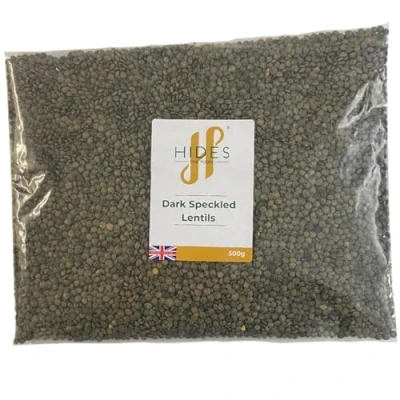 Image of Hides Fine Foods Dark Speckled Lentils 500g GMO Free Suitable for Vegetarians Cooking Stews Soups Dhal Curries Supports Digestive Health