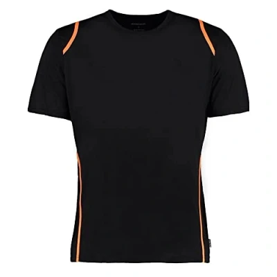 Image of Kustom Kit Men&#039;s Kk991 Sports Top, Black (Black/Flourescent Orange), XL UK