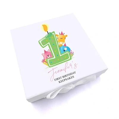 Image of ukgiftstoreonline Personalised 1st birthday gift box baby girl boy keepsake memory (Medium)