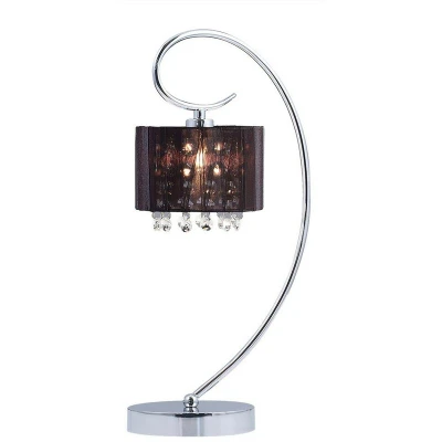 Image of Italux Lighting Table Lamp Black 1 Light with Crystal Shade, E14