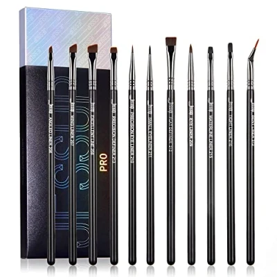 Image of Jessup Eyeliner Brush Set, Professional Eye Liner Makeup Brushes 11pcs, Angled Flat Definer Ultra Fine Bent Pencil Point for Precision Liner, T324