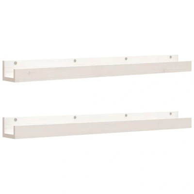 Image of vidaXL Wall Shelves 2 pcs White 110x12x9 cm Solid Wood Pine