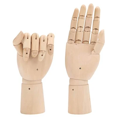 Image of Belle Vous Wooden Hand Mannequin Set (2 Pack) Left &amp; Right Model/Art Figure Prop with Movable Finger Joints for Drawing, Sketching Painting