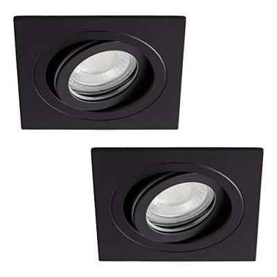 Image of LITECRAFT IP65 Rated Tiltable Square Recessed Spotlight Downlighter (Matte Black, Pack of 2)