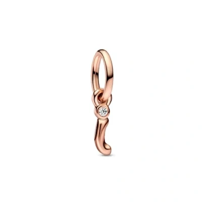 Image of Pandora Moments Letter i 14k rose gold plated dangle with clear cubic zirconia