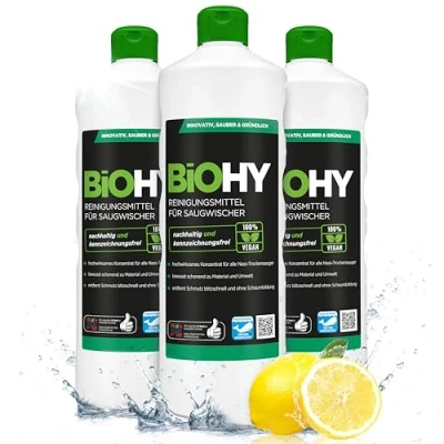 Image of BiOHY Cleaner for Vacuum with Fresh Fragrance (3 x 1 Litre) 1:200 Concentrate All Wet/Dry Cleaners Ideal Tiles, PVC, Parquet, Laminate &amp; Carpet Streak free Shine