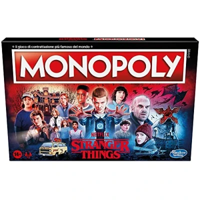 Image of Hasbro Gaming Monopoly Stranger Things Board Game For Adults And Teenagers 14 Years Older, Multicoloured, 41 x 400 267 mm (Italian Language)