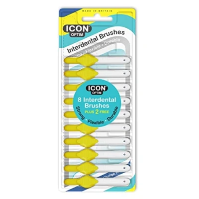 Image of Stoddard Icon Yellow Standard Interdental Brushes 8 Brush Plus 2 Free in 1 Pack
