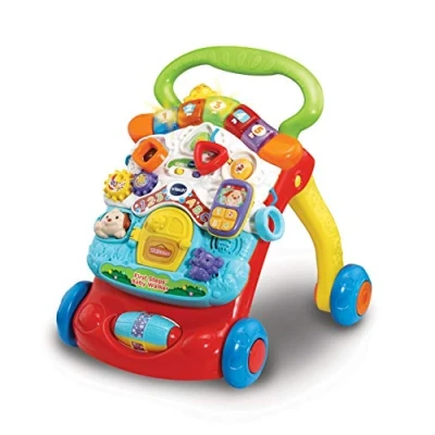Image of VTech First Steps Baby Walker Push Along Toy with Shapes, Sounds, Music, Phrases, Pretend Play and More Suitable for Babies from 6 30 Months Olds, Boys &amp; Girls