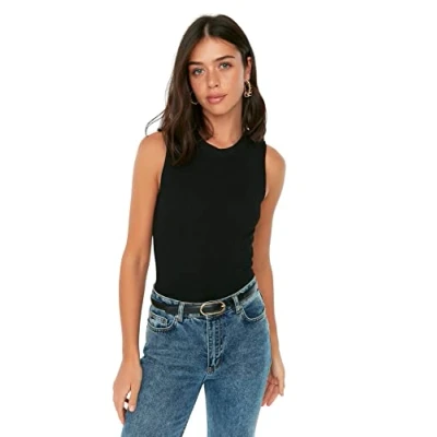 Image of Trendyol FeMan Slim fit Bodycon Crew Neck Knitwear Blouse Black