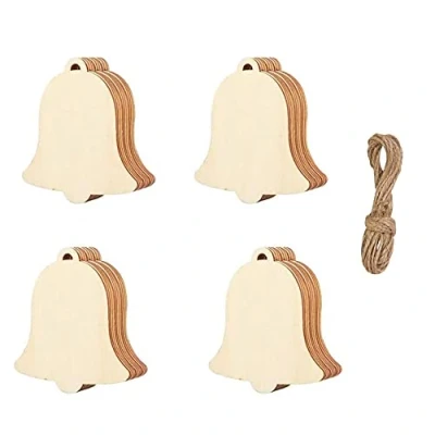 Image of 20 Pieces Wooden Baubles Christmas Hanging Ornament, Natural Wood Slices for Home DIY Art Craft New Year Tree Party Decoration