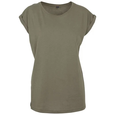 Image of Build Your Brand Ladies Extended Shoulder Tee, Women’s T Shirt, olive, XXL BY021 00176 0060