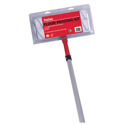 Image of ProDec 4 piece 12 inch x 1.75&quot; Twin Head Floor Painting Set for Fast Application and Rapid Coverage Floors with Woodstains, Varnishes, Two Pack Paints, Epoxy Other 12&quot;