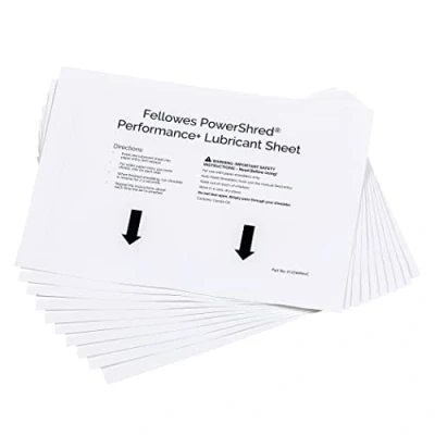 Image of Fellowes 10 Paper Shredder Oil Lubricant Sheets Powershred Performance+ Easy to Use White