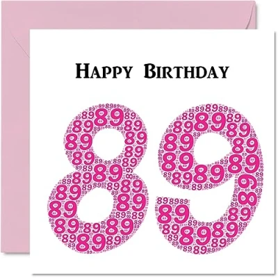 Image of Fun 89th Birthday Cards for Woman Shapecloud Happy Card Dad Mum Great Grandad Grandpa Nanny Grandma Gran Uncle Auntie, 145mm x Greeting Cards,