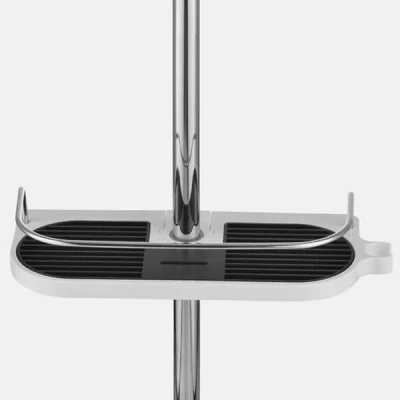 Image of Bathroom Shower Shelf Caddy Rail ABS No Drilling Pole Storage Organiser Rack Holder (22, 24, 25mm Dia)