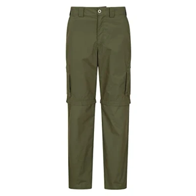 Image of Mountain Warehouse Trek Mens Convertible Trousers Knee Zip Hiking Pants, Lightweight Trousers, Adjustable Good Fit Casual Bottoms for Travelling Khaki Men&#039;s W34