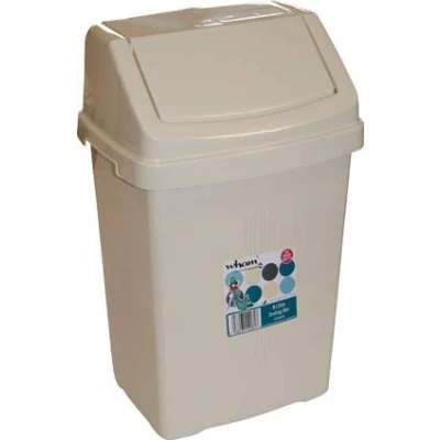 Image of funky gadgets Wham Plastic Swing Bin Waste Recycle Recycling Dustbins Kitchen,Bathroom Rubbish Trash Refused Bins (Cream/Calico, 8L Bin)