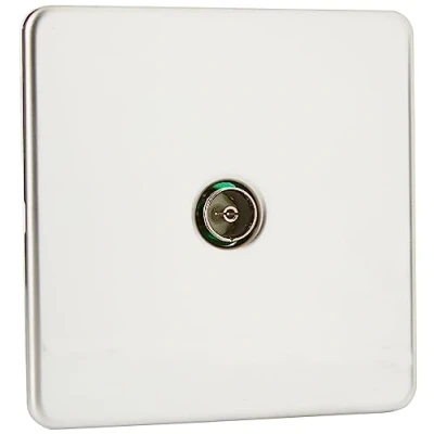 Image of KnightsBridge Coaxial TV Outlet 1G Screwless Polished Chrome Un Isolated Wall Plate