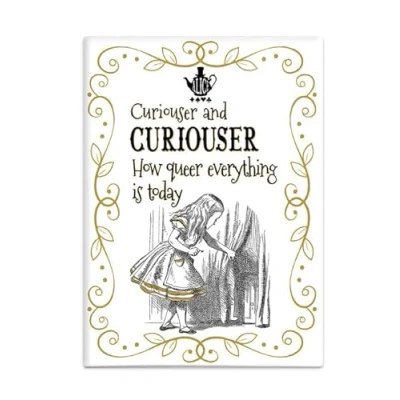 Image of Fridge Magnet (65 x 90 mm) Alice in Wonderland (white) Curiouser and