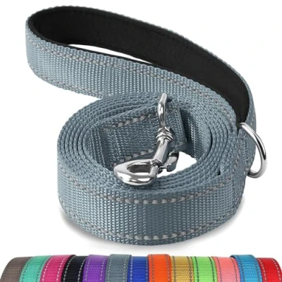 Image of Joytale Padded Handle Dog Lead,Double Sided Reflective Nylon Dogs Leads for Training,Walking Leash Small, Medium Dogs, 1.2m x 2cm, Grey