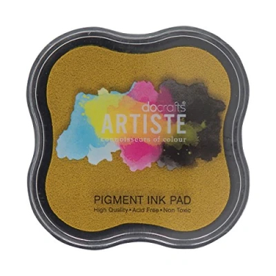 Image of Artiste Pigment Dark Yellow Ink Pad for Stamping, Embossing Powders, Crafting Supplies, Highly Pigmented, Use with Clear Stamps, Rubber Pads are Safe Non Toxic Acid Free