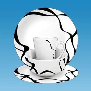 Image of 4 Person Interlock Pattern Melamine 16 Piece Set 100% Heavy Duty