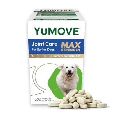 Image of YuMOVE Senior Joint Care MAX Strength Maximum Supplement for Older, Stiff Dogs with Glucosamine, Chondroitin, Green Lipped Mussel Aged 9+ 240 Tablets