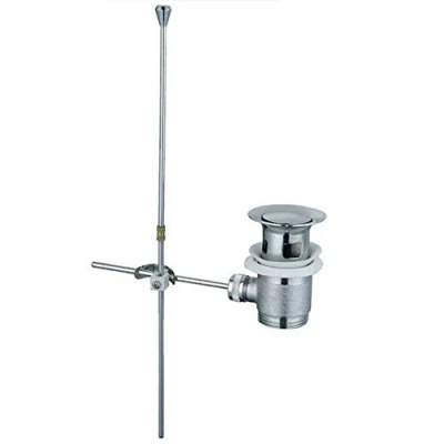 Image of Chrome Bathroom Basin Push Pull Rod Lever Pop Up Plug Slotted Waste BSP