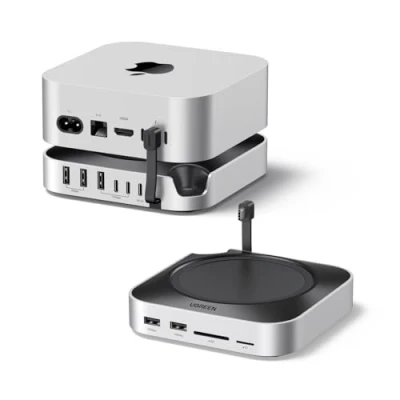 Image of UGREEN Mac Mini M4 Dock with NVMe SSD Enclosure, 11 in 1 USB C Hub 10Gbps 7x and A Data Ports, SD/TF Card Slot, Docking Station &amp; Stand for M4, Pro