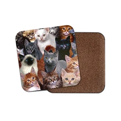 Image of 1 x Cute Kitten Drinks Coaster Cats Animal Mum Daughter Kids Fun #8952