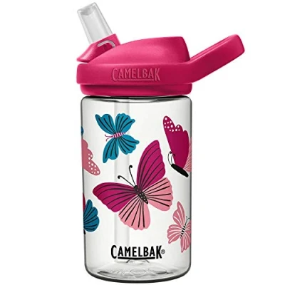 Image of Camelbak Eddy+ Kids Bottle Butterfly, 0.4L / Safe to Drink BPA Free Reusable Straw Sip Cup Boy Girl Infant Junior Children Child Water Juice Flask Eco Environmentally Friendly Plant Based Plastic