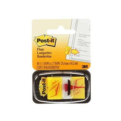 Image of Post it Message Flags, Sign Here&quot;, 50/Dispenser, 1 Dispenser/Pack, in Wide, Red (680 31)