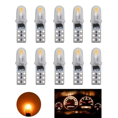 Image of YOUNLEN T5 LED Bulbs, 2721 27 37 286 PC74 Bulb, for Car Interior Light Dashboard Auto Instrument Lamp Replacement, 12V 0.6W 40LM 3014 Chips, Pack of 10（Yellow）