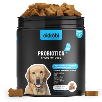 Image of Probiotics For Dogs Chews 150PCs Digestive, Gut Health &amp; Diarrhea Support Probiotic Vet approved US Formula with Dog Probiotics, Enzymes Natural Ingredients Chicken